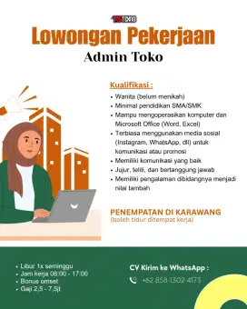 Dibutuhkan Admin Toko