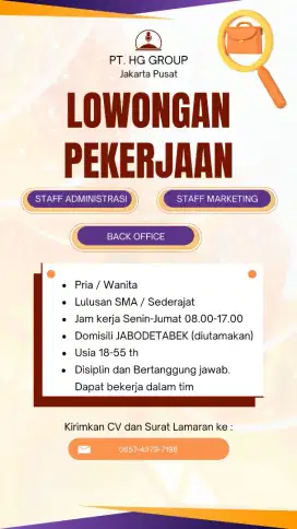 LOWONGAN PEKERJAAN JAKPUS
