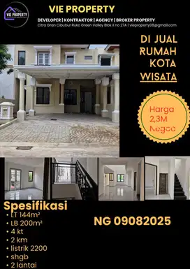 Di Jual Rumah Cantik Siap Huni Cluster Favorite. Kota Wisata Cibubur.