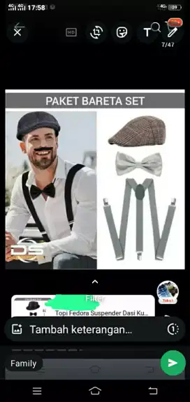 Suspender + Dasi kupu + Topi Pria Wanita dewasa