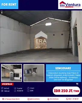 Disewakan Gudang Siap Pakai Di Daerah Singosari, Dekat Exit Tol