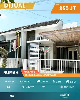 Rumah Siap Huni di Cengger Ayam Lowokwaru Malang Dekat UB