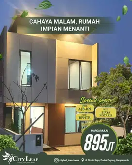 Rumah Mewah 2 Lantai City Leaf Townhouse — Diskon Besar, Free Banyak