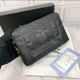 Handbag Pouch Clutch pria burberry lock black leather