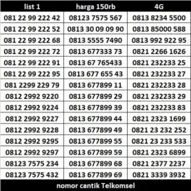 Cek Nomor Cantik Simpati Telkomsel Murah 4G 5G dengan harga Rp150.000.