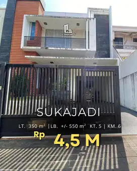 RUMAH MEWAH 2 LANTAI DENGAN DESAIN MODERN DI SUKAJADI!