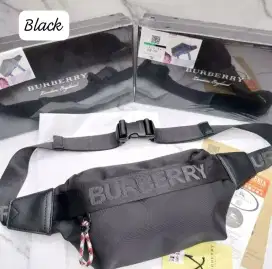 Tas Burberry Waistbag Black Fullset Box Dustbag