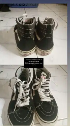 sepatu vans sk8 classic black white original size 37.0
