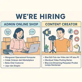 DIBUTUHKAN ADMIN ONLINE SHOP DAN CONTEN CREATOR BEKASI KOTA