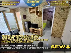 Disewakan Apart Termurah! 2BR Furnished Fasilitas Lengkap Bassura City