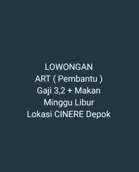 LOWONGAN ART PEMBANTU 1 ORANG