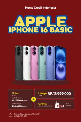 IPHONE 16 BASIC 128GB DISKON 500RB/GRATIS ADAPTOR ORI APPLE