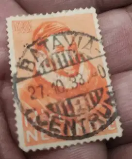 Antik vintage perangko 1933 Hindia Belanda ibukota Batavia Centrum