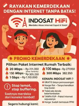 PROMO KEMERDEKAAN WIFI INDOSAT HIFI