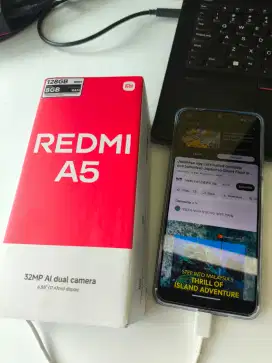 Redmi A5, full set lengkap, box, invoice, charger, softcase