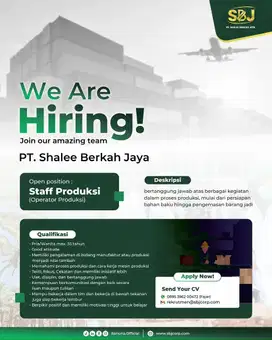 Dibutuhkan staf produksi harian