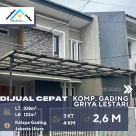 Kelapa Gading Jakarta Utara Dijual Rumah Baru Siap Huni Dalam Komplek