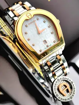 AIGNER PEARL DIAL GOLD STAINLESS STELL  FULLSET