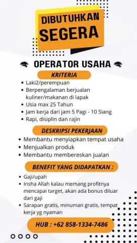 Dicari operator usaha bento nasi kotak