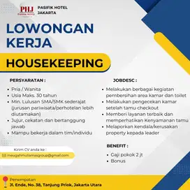 DIBUTUHKAN SEGERA LOWONGAN KERJA HOUSEKEEPING