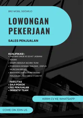 Buka Lowongan Kerja Sales Used Car!