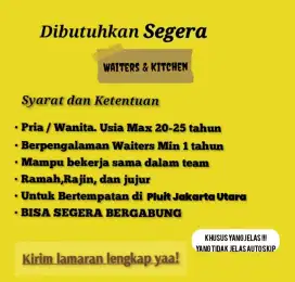 Butuh Waiters dan Kitchen Berpengalaman