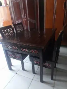 Meja makan jati 4 kursi bekas antik Bogor bekas