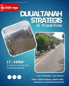 Dijual Tanah Strategis di Pusat Kota Madiun