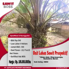 Jual lahan sawit 4 hektar di dharmasraya