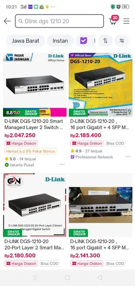 Switch manage D-link dgs-121020 16 port 4 sfp core gigabit vlan manage