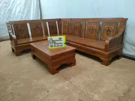 Kursi tamu sudut semut full kayu jati
