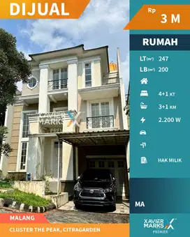 Rumah Dijual di Citragarden Cluster The Peak, Malang