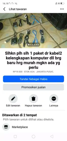Slhkn plh slh 1 paket dr kabel2 kelengkapan komputer brg baru murah2