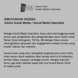 Admin Sosial Media - Social Media Specialist