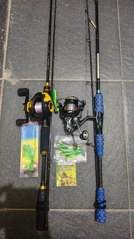 1 set joran empang dan 1 set joran casting