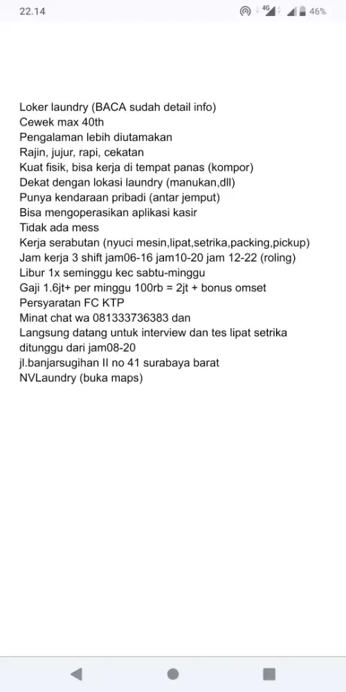 Loker Laundry Pengalaman
