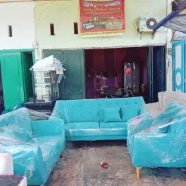 Erafurniture*sofa VINTAGE 321 set kain baldu Warna biru