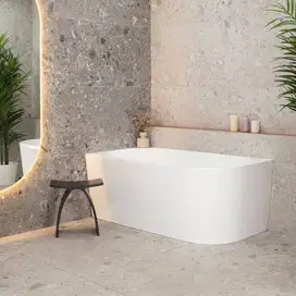 bathtub sudut teraso handmade putih polos glossy