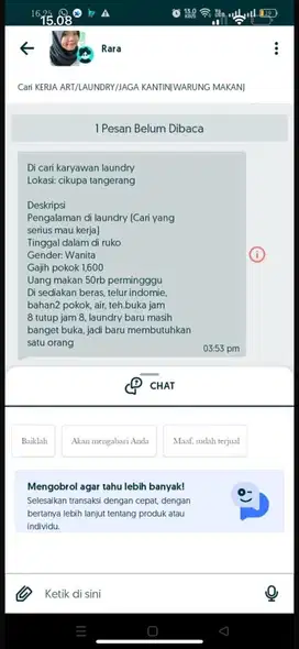 Di butuhkan karyawan laundry