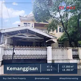 RUMAH STRATEGIS PINGGIR JALAN HADAP TIMUR LUAS 250 METER, KEMANGGISAN