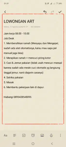 LOWONGAN KERJA ART
