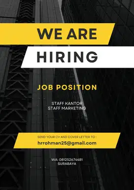 Lowongan Staff Admin Staff Kantor & Staff Marketing – Surabaya