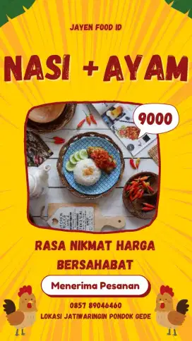 Nasi ayam cuman 9000 per porsi