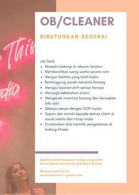 DIBUTUHKAN CLEANER
