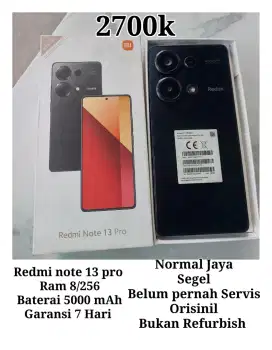 Redmi note 13 pro 8/256 fullset bawaan pabrik segel orisinil amoled