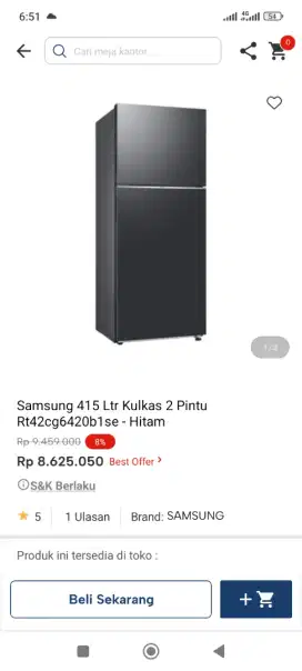 Kulkas samsung 2pintu 415ltr