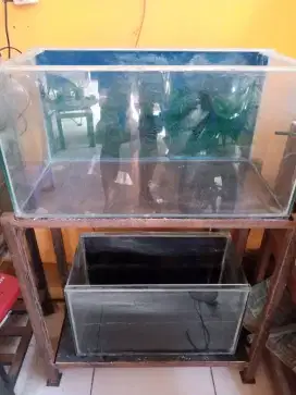 Aquarium 2 susun uk,60x30/45x25 rak besi dan perlengkaannya