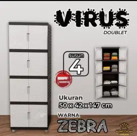 Ready stock lagi lemari plastik 4 susun virus kondisi baru ya