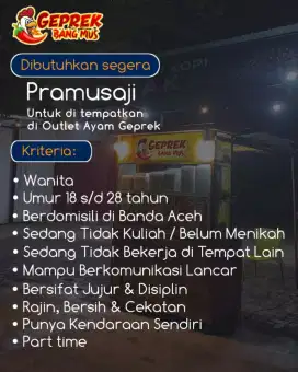 Lowongan Pekerjaan Ayam Geprek