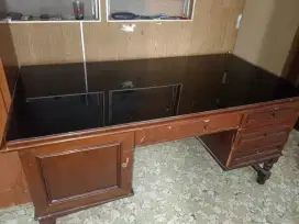 Dijual meja kantor kerja kaca kayu jati antik kuat&kokoh